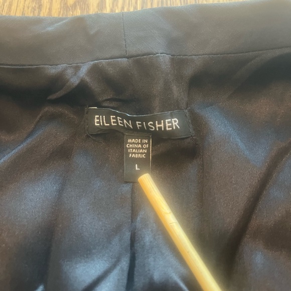 Eileen Fisher Zip Front V-Neck Peplum Jacket Black Large L Dress Casual - Picture 8 of 16